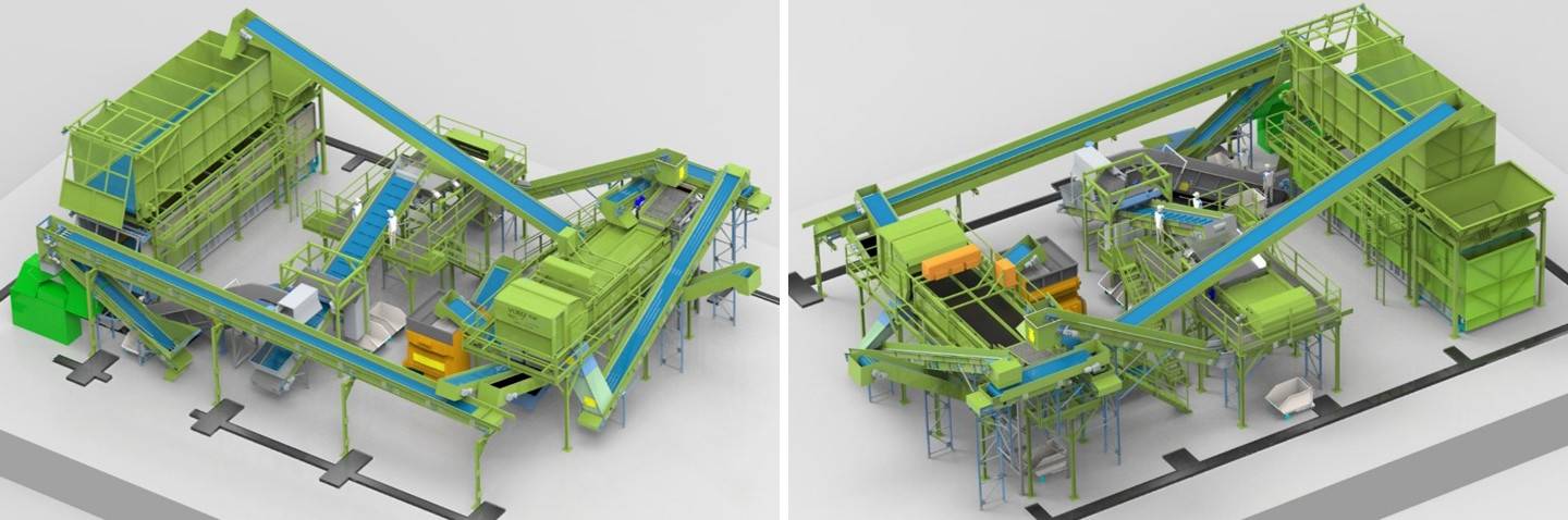 Ligne de triage automatique servant à trier des déchets en plastique