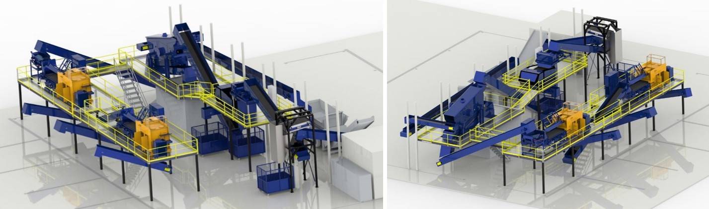 Ligne de triage automatique servant à séparer les jantes en aluminium