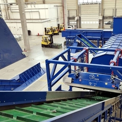 Ligne de triage automatique servant à trier des bouteilles en PET, des canettes et boîtes de conserve en Al et en Fe